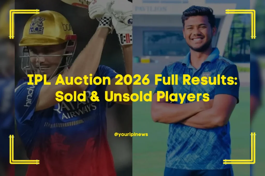IPL Auction 2026 Full Results Sold & Unsold Players
